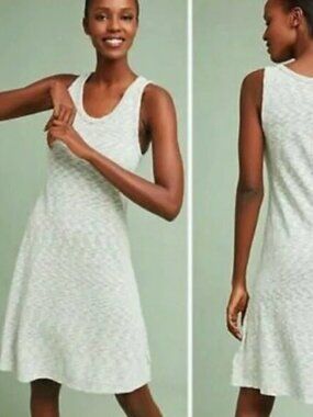 Sol Angeles Anthropologie Light Blue Marled Cotton Blend Knit Tank Dress Sm V Vi